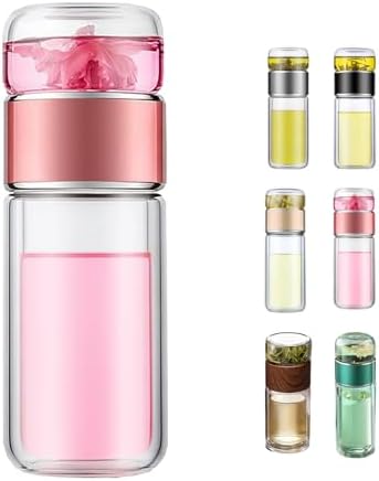 2025 Glass Tea Infuser Bottle with Heat-Insulated Design, Portable Double Glazed Cup for Loose Leaf Tea, 420ml/14.8oz, Includes Infusifier for Perfect Tea Brewing by Unknown