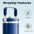 Fjbottle WrapSip 40 oz Insulated Tumbler with Flip Straw and Handle - Image 2