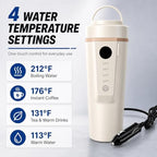 Car Electric Kettle 12V/24V Dual Voltage, Portable Travel Electric Kettle for Road Trips, Mini Small Water Boiler with 4 Temp Control, 316 Stainless Steel,16oz(Beige) - Image 4