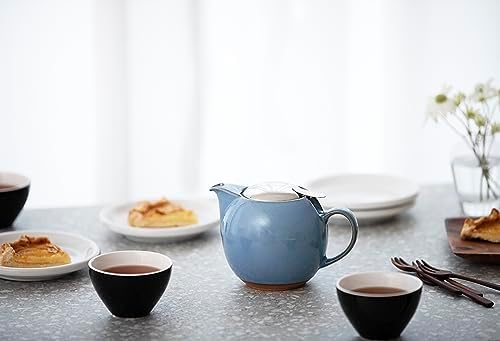 Zero Japan Bee House Round Teapot - Ceramic Teapot with Removable Lid & Stainless Steel Infuser for Loose Tea - Tea Pot for Two - Hydrangea Blue (24 oz) - Image 2