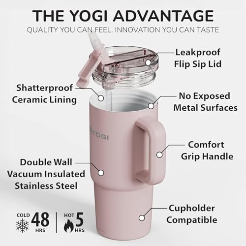 YOGI 24oz Tumbler with Straw - Peony Pink - Image 3