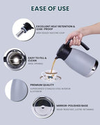 GiNT 51oz Thermal Coffee Carafe with Infuser – Insulated Tea Carafe, Removable Filter, Dishwasher-Safe | 1.5L 6–7 Cups, Wide Mouth, Leak-Proof Seal | Stainless Steel Beverage Server for Home & Office - Image 3
