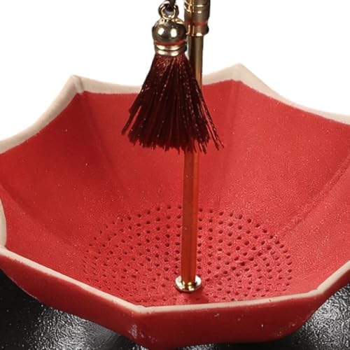 Porcelain Rotating Umbrella Tea Strainer - Ceramic Loose Leaf Filter (Red - Image 6