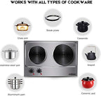CUSIMAX 1800W Double Hot Plate, Stainless Steel Silver Countertop Burner Portable Electric Double Burners Electric Cast Iron Hot Plates Cooktop, Easy to Clean, Upgraded Version C180N - Image 2