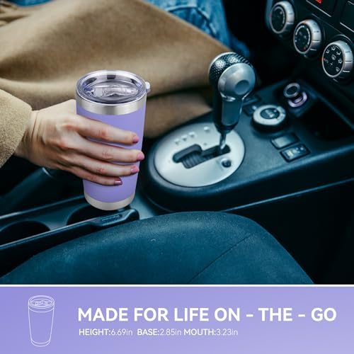 20 oz Tumbler Stainless Steel Tumblers Bulk with Lid Double Wall Insulated Coffee Tumbler Cups for Hot & Cold Drinks Powder Coated Travel Coffee Tumbler Mug Metal (Lavender, 12 pack) - Image 5