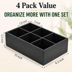 Maitys 4 Pack Black Wooden Tea Bag Organizer, 6 Compartment Storage Box - Image 2