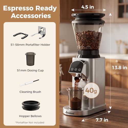 Conical Burr Coffee Bean Grinder with 48 Settings, 40-Second Timer - Image 2