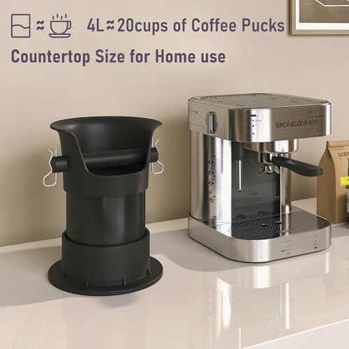 4L Espresso Knock Box, Coffee Grounds Disposal and Recycle Trash Can with Brush, Towel and 100 pcs Collecting Bags, Barista Essential Coffee Accessory for Cafe Shop Home Bars Office Work Breakroom - Image 5