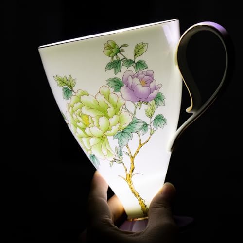 KAMMAK Bone China Coffee Mugs, 15oz Floral Tea Cups with Handle, Set of 2 - Image 5
