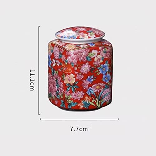 Kitchen Storage Jar Chinese Retro Red Patterned Ceramics Loose Tea Tin Storage Caddy Canister Container Tins Jar with Airtight Lid ﻿ Leaf Tea Jar - Image 2