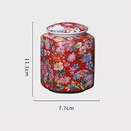 Kitchen Storage Jar Chinese Retro Red Patterned Ceramics Loose Tea Tin Storage Caddy Canister Container Tins Jar with Airtight Lid ﻿ Leaf Tea Jar - Image 2
