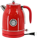 1.8 Quart Electric Tea Kettle and 2 Slice Toaster Combo, Retro Kitchen Appliance Set with Adjustable Browning and Water Temperature Gauge (Red) - Image 3