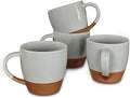 MORA Ceramic Large Latte Mug Set of 4, 16oz - Microwavable, Porcelain Coffee Cups With Big Handle - Modern, Boho, Unique Style For Any Kitchen. Microwave Safe Stoneware - Earl Grey by MORA