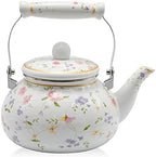 Saihisday Floral Teapot Enamel Afternoon 2.5L Tea Kettle For Stovetop, Large Flowered Tea Kettle with Ceramic Handel for Afternoon Tea Wedding Party Housewarming Gift by Saihisday