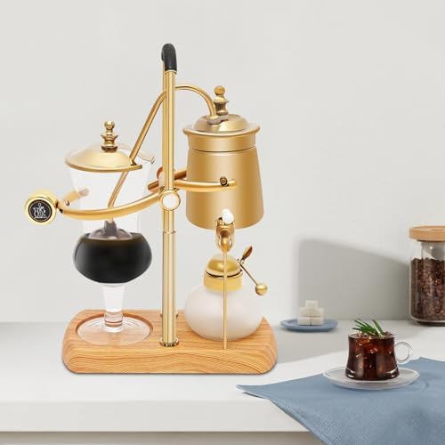 400ML Coffee Maker Belgian Luxury Royal Family Balance Syphon Coffee Maker Belgium Siphon Brewer Elegant Design Retro-Style Gravity Vintage Coffee Maker Vacuum Brewing System Copper - Image 2