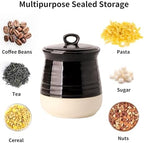 HASENSE Ceramic Food Storage Jar with Airtight Lid, 30 FL Oz Kitchen Canister for Coffee Beans, Tea, Sugar & Candy, Farmhouse Coffee Cookie Container for Kitchen Counter, Black - Image 5