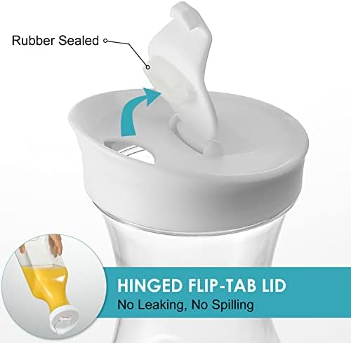 Plastic 50 Oz Water Carafe with Flip Top Lid, Set of 6 Square Base Clear Plastic Juice Container Pitcher - for Water, Iced Tea, Juice, Beverage, Lemonade, Milk and Mimosa Bar - HAND WASH ONLY - Image 3