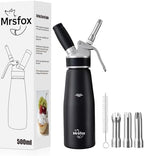 Mrsfox Professional Aluminum Whipped Cream Dispenser – 500 mL (Black) by Mrsfox
