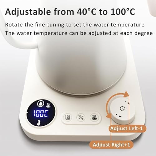 Electric Gooseneck Kettle, 1200W, 900ml Capacity, Stainless Steel Interior, Keeps Warm, Auto Shut-Off, Digital Display, Real-time Temperature Control - Image 2