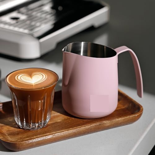 Milk Frothing Pitcher Milk Frothing Pitcher - Pink Espresso Steaming 25oz/750ML, Stainless Steel Coffee Cup - Image 6