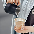 Gravy Boat Stainless Steel Frothing Coffee Cup Milk Pot Espresso Cups Latte Art Milk Frother Frothing Sauce Jug (Color : 350ML BK) - Image 5