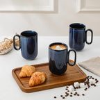 vicrays Ceramic Coffee Mug Set - 16 Ounce Large Stoneware Mug for Men Women - Unique Glazed Porcelain Mugs with Handle for Coffee Latte Tea Milk Cocoa - Set of 4 (Blue) - Image 5