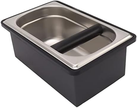 Coffee Knock Box with Removable Stainless Steel Ground Container, Rubber Base Espresso Knock Box for Barista, Heavy - Duty Coffee Ground Bin for Cafe Restaurant Home Use (L) by Unknown