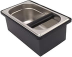 Coffee Knock Box with Removable Stainless Steel Ground Container, Rubber Base Espresso Knock Box for Barista, Heavy - Duty Coffee Ground Bin for Cafe Restaurant Home Use (L) by Unknown
