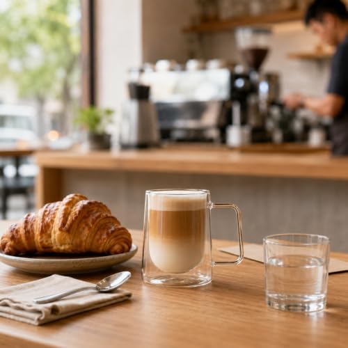 Restaurantware Glass Espresso Cups 12 Count 10 Ounces Borosilicate Double Wall Glass Coffee Mugs Insulated Clear Tea Drinkware for Hot or Cold Beverages - Image 3