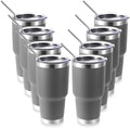 Volhoply 30oz Insulated Tumbler with Lid and Straw, Double Wall Inner & Outer 304 Stainless Steel Tumblers Bulk, Powder Coated Coffee Cup for Office, Home, Travel (Gray,8 Pack) by LiveFully%EF%BC%8CDrinkFreely%E2%80%94KeepGoingwithVolhoply%EF%BC%81
