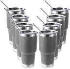 Volhoply 30oz Insulated Tumbler with Lid and Straw, Double Wall Inner & Outer 304 Stainless Steel Tumblers Bulk, Powder Coated Coffee Cup for Office, Home, Travel (Gray,8 Pack) by LiveFully%EF%BC%8CDrinkFreely%E2%80%94KeepGoingwithVolhoply%EF%BC%81