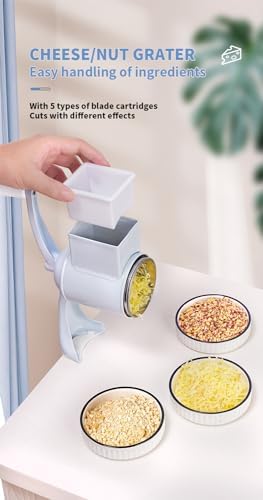 Manual Joystick Grinder, Hand-Operated Grain Mill for Dry and Oily Grains, Wheat, Corn, Coffee, Spices, Peanut Butter Maker, Stainless Steel Burr (White double blade) - Image 2