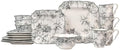 222 Fifth Adelaide Grey 16-Piece Floral Porcelain Dinnerware Set | Microwave and Dishwasher Safe Dining Set for 4 | Stackable and Chip-Resistant Plates Bowls and Cups | Gift for Housewarming & Wedding by 222Fifth