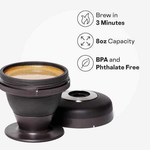 Corkcicle Coffee Palmpress 8 oz Collapsible French Press, Espresso - Image 3