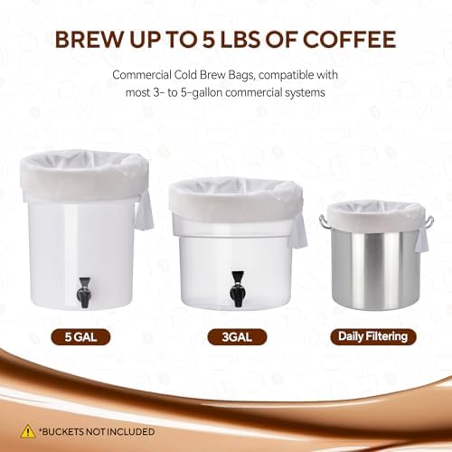 60PCS Commercial Cold Brew Coffee Bags with Drawstring, 20" X 20" Disposable Coffee Filters for 5 Gallon Buckets and Commercial Model Cold Brew Coffee Makers - Image 3