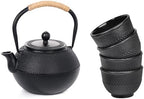 Sungmor Cast Iron Teapot Set with 4 Cups, 1200ml/40oz Japanese Tetsubin Kettle with Stainless Steel Infuser, Stovetop Safe Teapot for Loose Leaf Tea by Sungmor