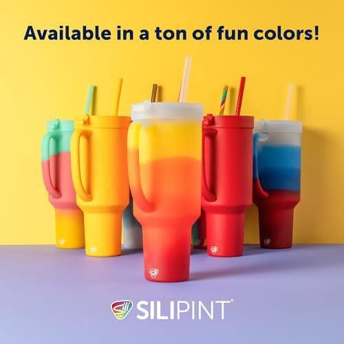 Silipint 32oz Silicone Tumbler with Handle, Flip Lid and Straw – BPA-Free, Non-Toxic, Freezer, Microwave, Dishwasher Safe Tumbler – Perfect for Tea, Smoothies (Classic Red) Pack of 1 - Image 7