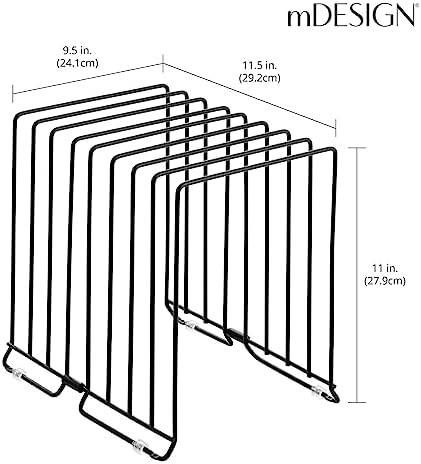 mDesign Large Metal Wire Organizer Rack for Kitchen Cabinet, Pantry, Shelves - Holder with 8 Slots for Baking Sheets, Skillets, Frying Pans, Pots, Lids, Cutting Boards, and Appliances - Black - Image 4