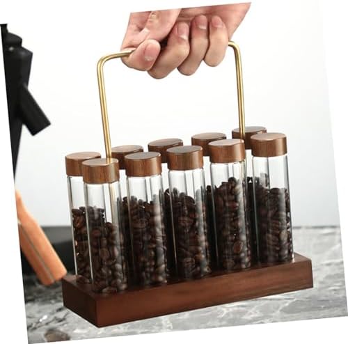 Glass Coffee Bean Storage Tube with Wood Stand - Image 5