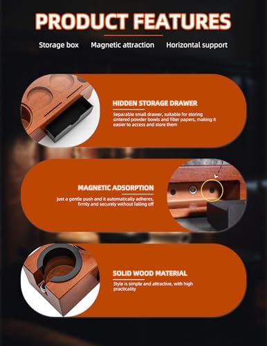 Espresso Tamping Station, Wood Knock Box Drawer Organizer Combo, Compatible with 58mm Portafilter and Tamper, for Home Baristas, Coffee Stations, and Espresso Tools Storage - Image 5