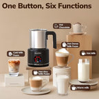 Large Electric Milk Frother and Steamer, 16.9oz/500ml Milk Steamer and Frother for Latte or Hot Chocolate, Dishwasher Safe, 6 Functions, Enjoy Perfect Milk Froth in 2 Min (Black-Stainless Steel) - Image 3