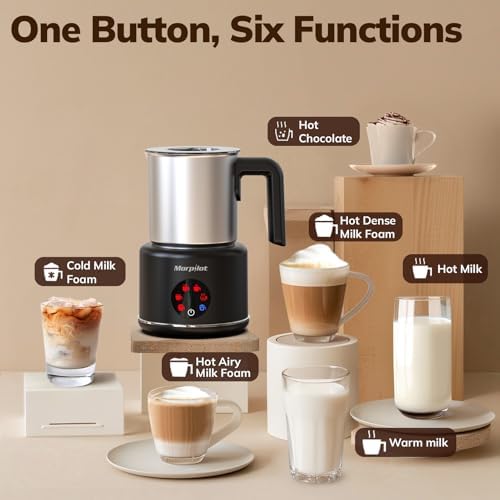 Large Electric Milk Frother and Steamer, 16.9oz/500ml Milk Steamer and Frother for Latte or Hot Chocolate, Dishwasher Safe, 6 Functions, Enjoy Perfect Milk Froth in 2 Min (Black-Stainless Steel) - Image 3