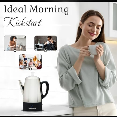Mixpresso 10 Cup Electric Percolator Coffee Pot, Stainless Steel - Image 6