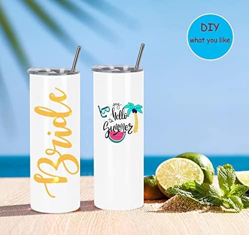 8 Pack 20 Oz Straight Skinny Tumblers,Individually Gift Boxed Stainless Steel Slim Skinny Tumbler Set Bulk, 20 Oz Insulated Slim Thin Travel Tumbler Cup for Diy, White - Image 5