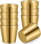 Mimorou 8 Pack Stainless Steel Insulated Cup 5.9 oz Metal Tumbler Double Wall Vacuum Water Glasses Camping Reusable Mugs BBQ Home Office Party Coffee(Gold) by Mimorou