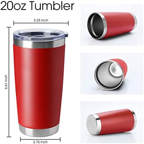 HASLE OUTFITTERS 20oz Tumblers Stainless Steel Mugs with Lid Double Wall Vacuum Insulated Coffee Cups for Cold & Hot Drinks (20oz-Red, 4 Pack) - Image 2