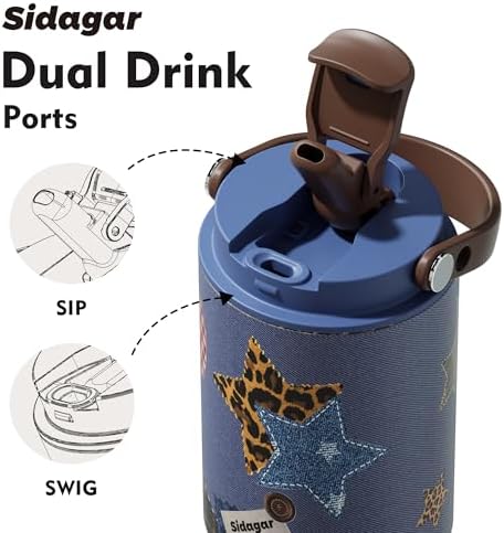 26 oz Insulated Stainless Steel Tumbler with Straw & Handle Cowboy - Image 3