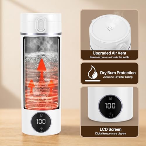 Portable Travel Electric Tea Kettle,6 Preset Temp Plug-in Keep Warm,15 OZ Small Hot Water Boiler,304 Stainless Steel,Auto Shutoff&Boil Dry Protection,Termo Electrico Portatil Black for RV Travel - Image 2