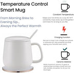 Smart Temperature Control Mug, 13 Oz Premium Ceramic Coffee Cup with 15W Wireless Charger, Charges Phones, Ceramic White - Image 4