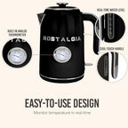 Nostalgia Retro Electric Kettle,1.7L Enamel-Coated Stainless Steel - Black - Image 5